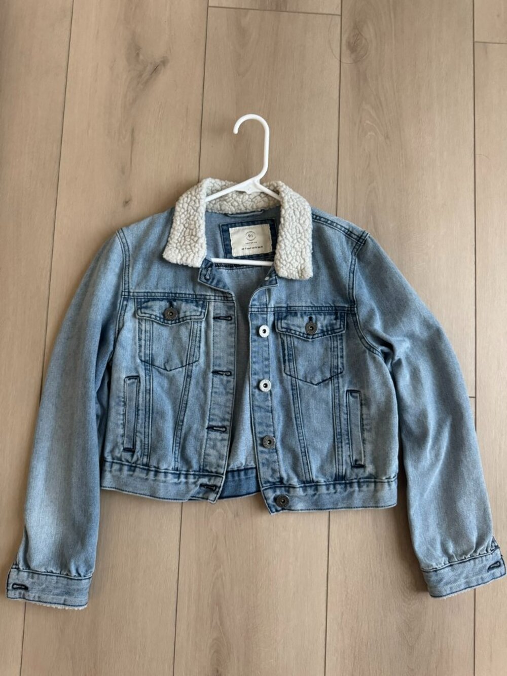 Cotton On Sherpa Collar Denim Jean Jacket Light Wash Size 4